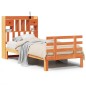 vidaXL Massivholzbett mit Regal ohne Matratze Wachsbraun 100x200 cm vidaXL Massivholzbett mit Regal ohne Matratze Wachsbraun 100x200 cm