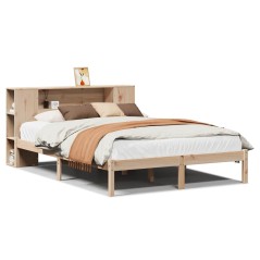 vidaXL Massivholzbett mit Regal ohne Matratze 140x200 cm Kiefernholz