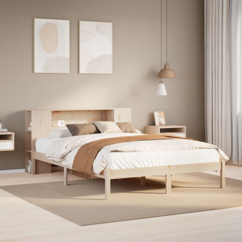 vidaXL Massivholzbett mit Regal ohne Matratze 150x200 cm Kiefernholz vidaXL Massivholzbett mit Regal ohne Matratze 150x200 cm Kiefernholz