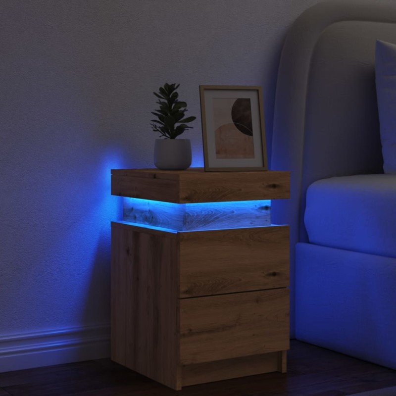 vidaXL LED-Nachttisch Artisan-Eiche 35x39x55 cm Holzwerkstoff vidaXL LED-Nachttisch Artisan-Eiche 35x39x55 cm Holzwerkstoff