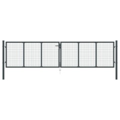 vidaXL Mesh-Gartentor Verzinkter Stahl 400 x 150 cm Grau
