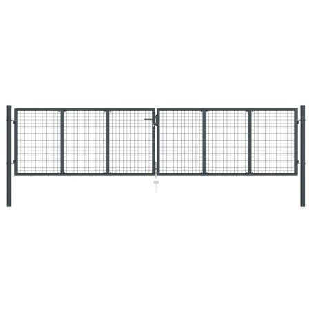 vidaXL Mesh-Gartentor Verzinkter Stahl 400 x 150 cm Grau