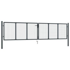 vidaXL Mesh-Gartentor Verzinkter Stahl 400 x 150 cm Grau