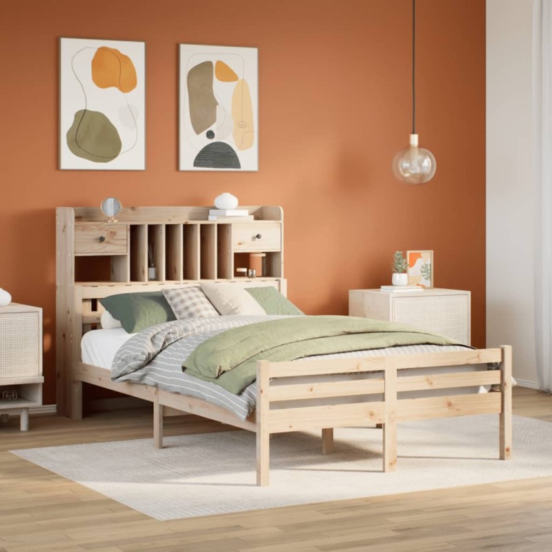 vidaXL Massivholzbett mit Regal ohne Matratze 135x190 cm Kiefer vidaXL Massivholzbett mit Regal ohne Matratze 135x190 cm Kiefer