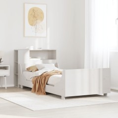 vidaXL Massivholzbett ohne Matratze Weiß 90x200 cm Kiefernholz