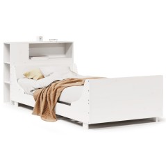 vidaXL Massivholzbett ohne Matratze Weiß 90x200 cm Kiefernholz