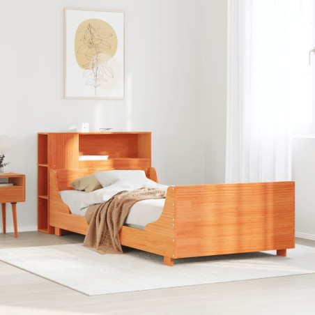 vidaXL Massivholzbett ohne Matratze Wachsbraun 90x190 cm Kiefernholz