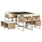 vidaXL 9-tlg. Garten-Essgruppe mit Kissen Beige Poly Rattan vidaXL 9-tlg. Garten-Essgruppe mit Kissen Beige Poly Rattan