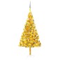Künstlicher Weihnachtsbaum mit LEDs & Kugeln Golden 180 cm PET Künstlicher Weihnachtsbaum mit LEDs & Kugeln Golden 180 cm PET