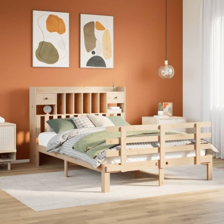 vidaXL Massivholzbett mit Regal ohne Matratze 140x200 cm Kiefer