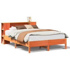 vidaXL Massivholzbett mit Regal ohne Matratze Wachsbraun 160x200 cm