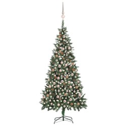 Künstlicher Weihnachtsbaum mit LEDs, Kugeln & Zapfen 210 cm