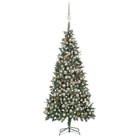 Künstlicher Weihnachtsbaum mit LEDs, Kugeln & Zapfen 210 cm