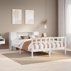 vidaXL Massivholzbett mit Regal ohne Matratze Weiß 120x190 cm Kiefer