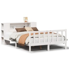 vidaXL Massivholzbett mit Regal ohne Matratze Weiß 120x190 cm Kiefer