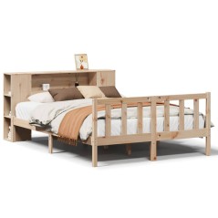 vidaXL Massivholzbett mit Regal ohne Matratze 150x200 cm Kiefernholz