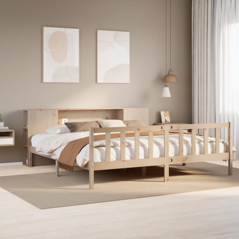 vidaXL Massivholzbett mit Regal ohne Matratze 200x200 cm Kiefernholz vidaXL Massivholzbett mit Regal ohne Matratze 200x200 cm Kiefernholz