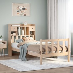 vidaXL Massivholzbett mit Regal ohne Matratze 90x190 cm Kiefer
