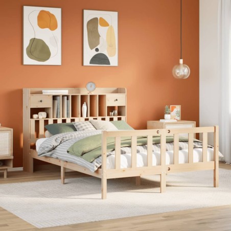 vidaXL Massivholzbett mit Regal ohne Matratze 140x200 cm Kiefernholz