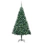 Künstlicher Weihnachtsbaum mit LEDs & Kugeln Grün 210 cm PVC Künstlicher Weihnachtsbaum mit LEDs & Kugeln Grün 210 cm PVC
