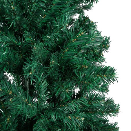 Künstlicher Weihnachtsbaum mit LEDs & Kugeln Grün 210 cm PVC