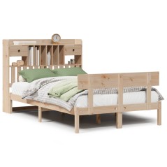 vidaXL Massivholzbett mit Regal ohne Matratze 135x190 cm Kiefernholz