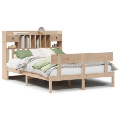 vidaXL Massivholzbett mit Regal ohne Matratze 140x190 cm Kiefernholz