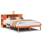vidaXL Massivholzbett mit Regal ohne Matratze Wachsbraun 140x200 cm vidaXL Massivholzbett mit Regal ohne Matratze Wachsbraun 140x200 cm