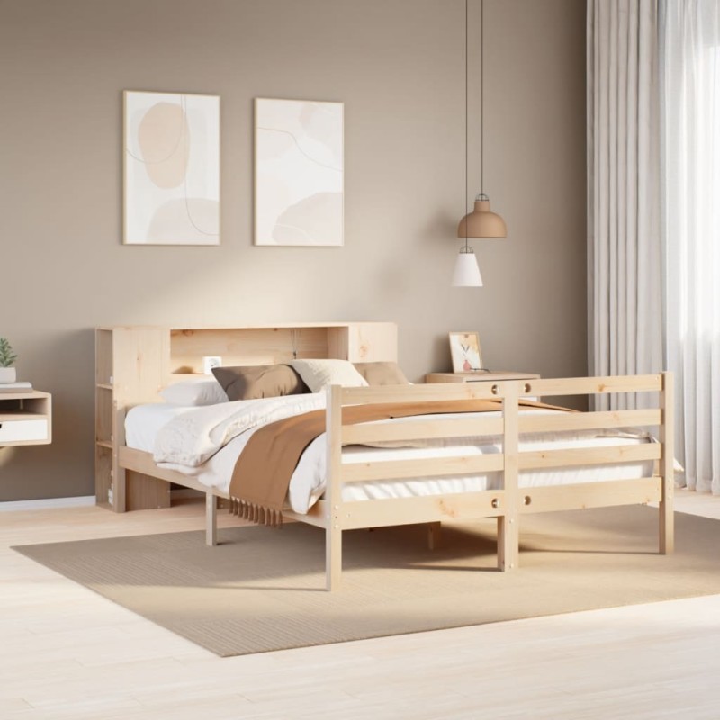 vidaXL Massivholzbett mit Regal ohne Matratze 160x200 cm Kiefernholz vidaXL Massivholzbett mit Regal ohne Matratze 160x200 cm Kiefernholz