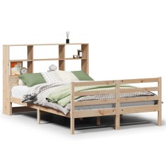 vidaXL Massivholzbett mit Regal ohne Matratze 150x200 cm Kiefernholz
