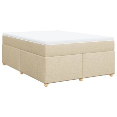 vidaXL Boxspringbett mit Matratze Creme 160x200 cm Stoff