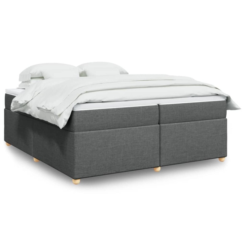 vidaXL Boxspringbett mit Matratze Dunkelgrau 200x200 cm Stoff vidaXL Boxspringbett mit Matratze Dunkelgrau 200x200 cm Stoff