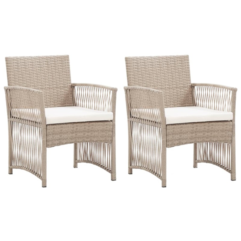 vidaXL Gartensessel mit Sitzkissen 2 Stk. Beige Poly Rattan vidaXL Gartensessel mit Sitzkissen 2 Stk. Beige Poly Rattan