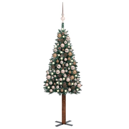 Weihnachtsbaum Schlank mit LEDs & Kugeln Grün 150 cm