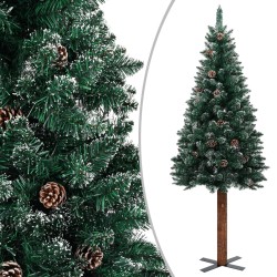 Weihnachtsbaum Schlank mit LEDs & Kugeln Grün 150 cm