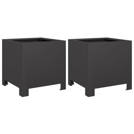 vidaXL Pflanzkübel 2 Stk. Schwarz 30x30x30 Stahl