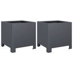 vidaXL Pflanzkübel 2 Stk. Anthrazit 30x30x30 Stahl