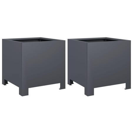 vidaXL Pflanzkübel 2 Stk. Anthrazit 30x30x30 Stahl