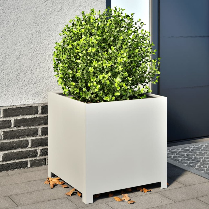 vidaXL Pflanzkübel Weiß 50x50x50 cm Stahl vidaXL Pflanzkübel Weiß 50x50x50 cm Stahl