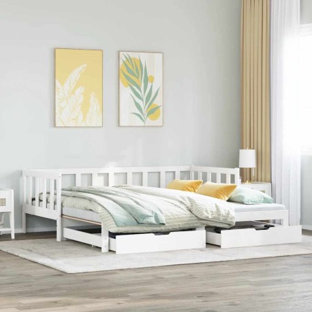 vidaXL Tagesbett Ausziehbar mit Schubladen ohne Matratze Weiß 90x200cm