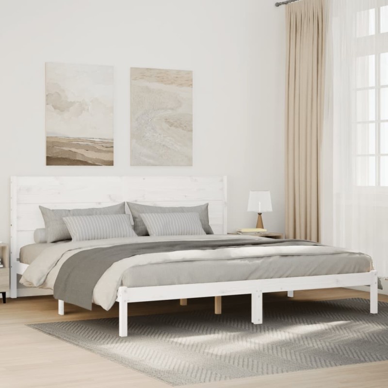 vidaXL Massivholzbett Extra Lang ohne Matratze Weiß 180x210 cm vidaXL Massivholzbett Extra Lang ohne Matratze Weiß 180x210 cm