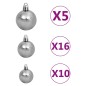 Künstlicher Weihnachtsbaum mit LEDs & Kugeln Weiß 210 cm PVC Künstlicher Weihnachtsbaum mit LEDs & Kugeln Weiß 210 cm PVC