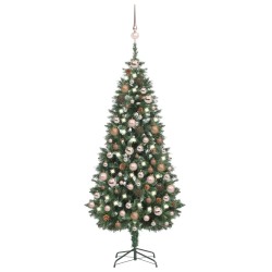 vidaXL Künstlicher Weihnachtsbaum mit Beleuchtung Kugeln Zapfen 180 cm