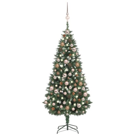 vidaXL Künstlicher Weihnachtsbaum mit Beleuchtung Kugeln Zapfen 180 cm