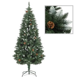 vidaXL Künstlicher Weihnachtsbaum mit Beleuchtung Kugeln Zapfen 180 cm