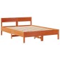 vidaXL Massivholzbett mit Regal ohne Matratze Wachsbraun 160x200 cm vidaXL Massivholzbett mit Regal ohne Matratze Wachsbraun 160x200 cm