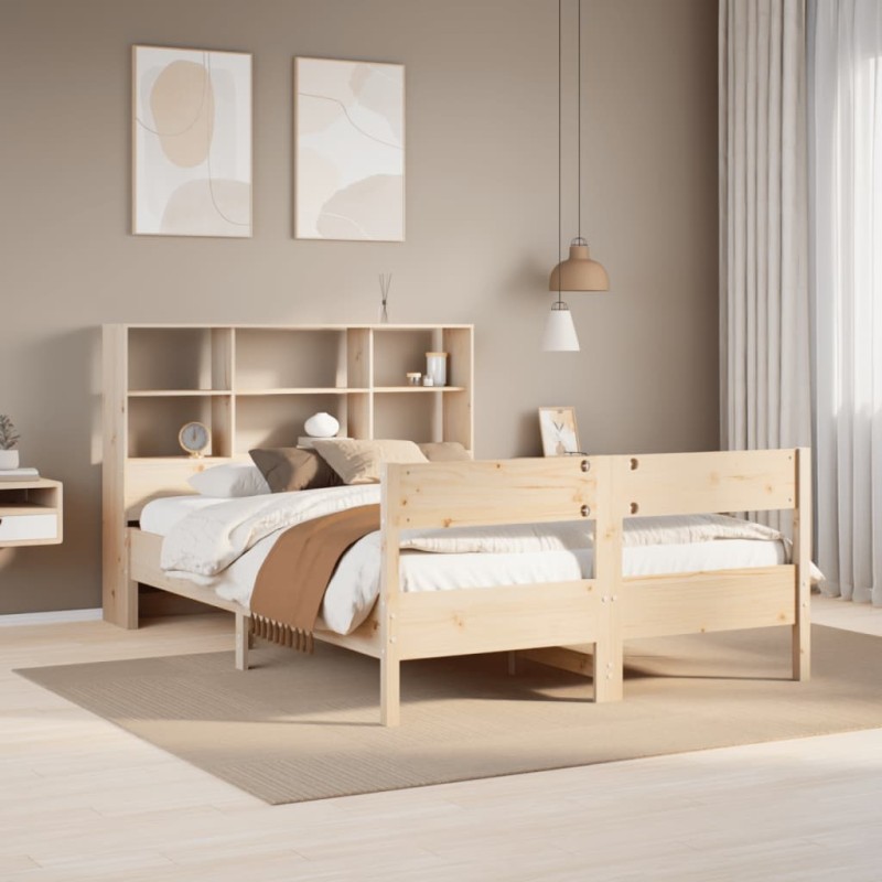 vidaXL Massivholzbett mit Regal ohne Matratze 160x200 cm Kiefer vidaXL Massivholzbett mit Regal ohne Matratze 160x200 cm Kiefer