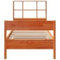 vidaXL Massivholzbett mit Regal ohne Matratze Wachsbraun 100x200 cm