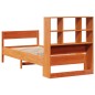 vidaXL Massivholzbett mit Regal ohne Matratze Wachsbraun 100x200 cm