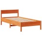 vidaXL Massivholzbett mit Regal ohne Matratze Wachsbraun 100x200 cm